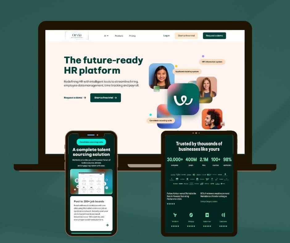 Business landing page 2026 modern UI design hero section