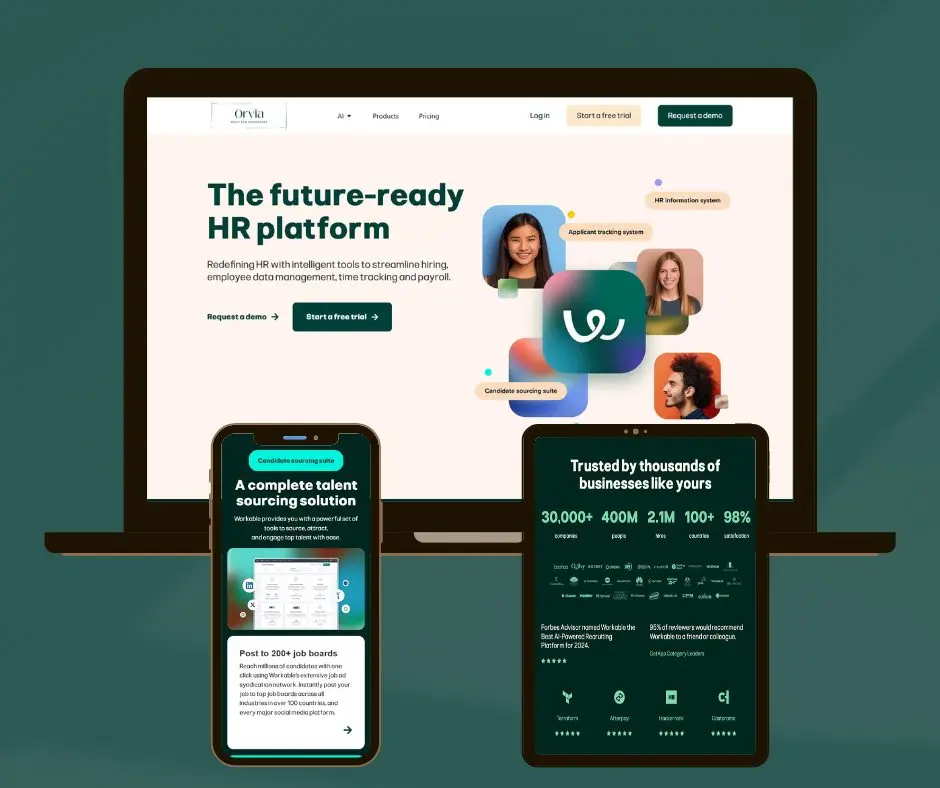 Business landing page 2026 modern UI design hero section